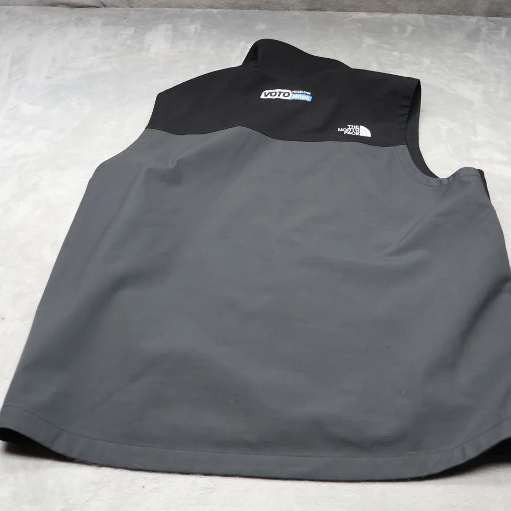 North Face Vest Men XL Gray Castle Rock Softshell Rain Wind Full Zip Hiking LOGO